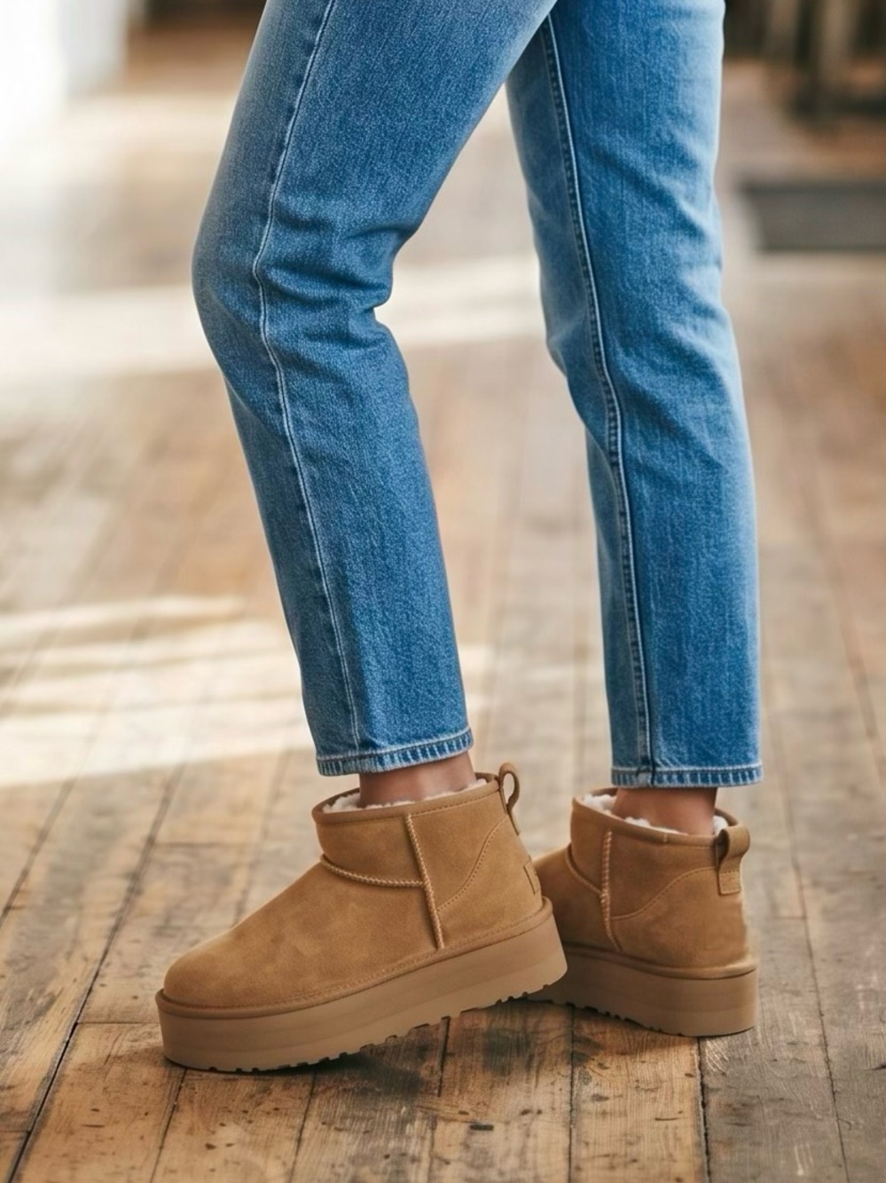 NWT Genuine Suede Platform Boots Size 8.5 Camel